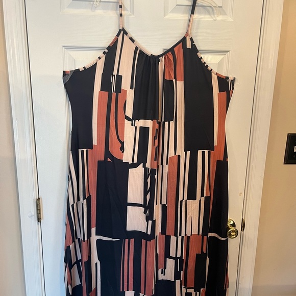 Women Plus Size Colorblock Geometric Print Summer Vacation Beach Maxi Dress 22W - Picture 9 of 12